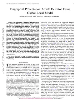 Fingerprint Presentation Attack Detector Using Global-Local Model