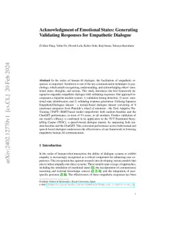 Acknowledgment of Emotional States: Generating Validating Responses for
  Empathetic Dialogue