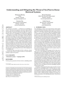 Understanding and Mitigating the Threat of Vec2Text to Dense Retrieval
  Systems