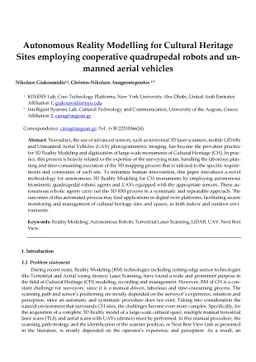 Autonomous Reality Modelling for Cultural Heritage Sites employing
  cooperative quadrupedal robots and unmanned aerial vehicles