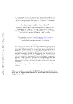 Learning Generalization and Regularization of Nonhomogeneous Temporal
  Poisson Processes