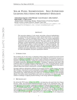Solar Panel Segmentation :Self-Supervised Learning Solutions for
  Imperfect Datasets