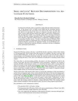 Skill or Luck? Return Decomposition via Advantage Functions