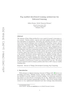 Fog enabled distributed training architecture for federated learning