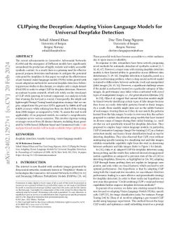 CLIPping the Deception: Adapting Vision-Language Models for Universal
  Deepfake Detection