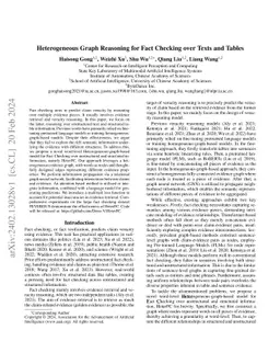 Heterogeneous Graph Reasoning for Fact Checking over Texts and Tables