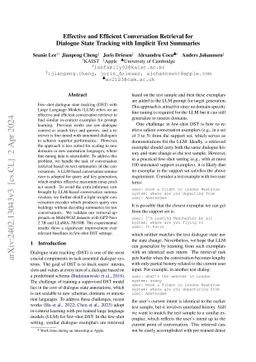 Effective and Efficient Conversation Retrieval for Dialogue State
  Tracking with Implicit Text Summaries