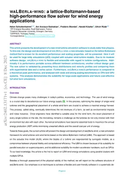 waLBerla-wind: a lattice-Boltzmann-based high-performance flow solver
  for wind energy applications