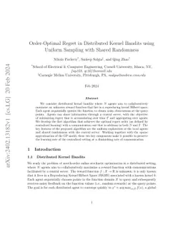 Order-Optimal Regret in Distributed Kernel Bandits using Uniform
  Sampling with Shared Randomness