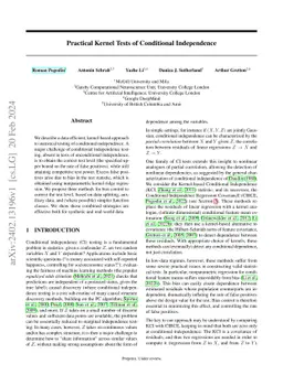Practical Kernel Tests of Conditional Independence