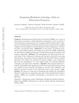 Integrating Blockchain technology within an Information Ecosystem