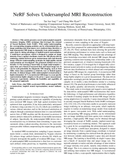 NeRF Solves Undersampled MRI Reconstruction