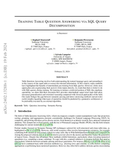 Training Table Question Answering via SQL Query Decomposition