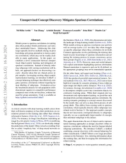 Unsupervised Concept Discovery Mitigates Spurious Correlations