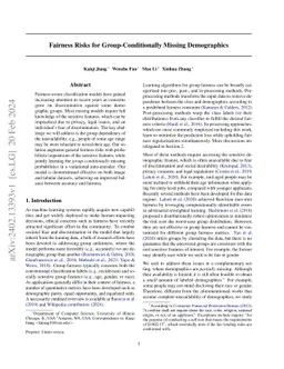Fairness Risks for Group-conditionally Missing Demographics