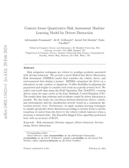Context-Aware Quantitative Risk Assessment Machine Learning Model for
  Drivers Distraction