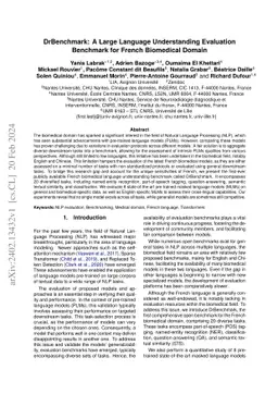 DrBenchmark: A Large Language Understanding Evaluation Benchmark for
  French Biomedical Domain