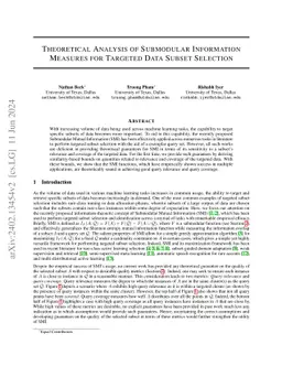 Theoretical Analysis of Submodular Information Measures for Targeted
  Data Subset Selection