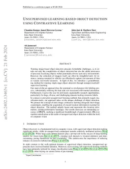 Unsupervised learning based object detection using Contrastive Learning