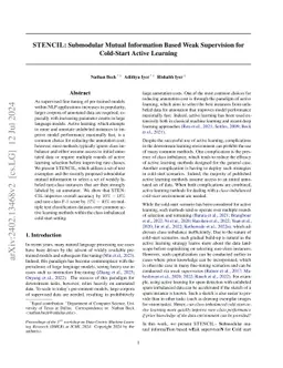 STENCIL: Submodular Mutual Information Based Weak Supervision for
  Cold-Start Active Learning
