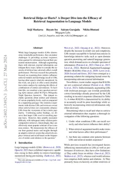 Retrieval Helps or Hurts? A Deeper Dive into the Efficacy of Retrieval
  Augmentation to Language Models