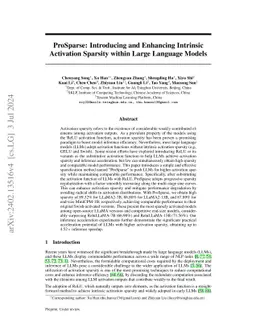 ProSparse: Introducing and Enhancing Intrinsic Activation Sparsity
  within Large Language Models