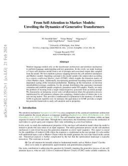 From Self-Attention to Markov Models: Unveiling the Dynamics of
  Generative Transformers