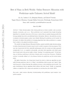 Best of Many in Both Worlds: Online Resource Allocation with Predictions
  under Unknown Arrival Model