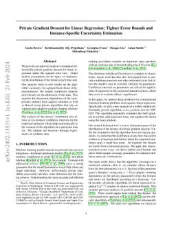 Private Gradient Descent for Linear Regression: Tighter Error Bounds and
  Instance-Specific Uncertainty Estimation