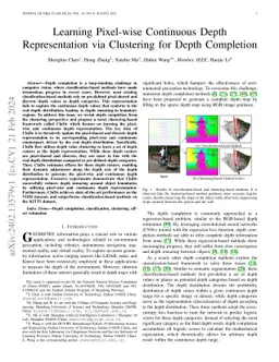Learning Pixel-wise Continuous Depth Representation via Clustering for
  Depth Completion