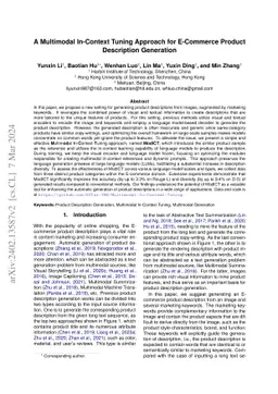 A Multimodal In-Context Tuning Approach for E-Commerce Product
  Description Generation