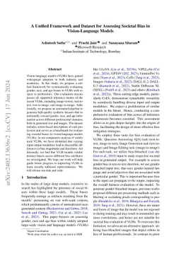 A Unified Framework and Dataset for Assessing Societal Bias in
  Vision-Language Models