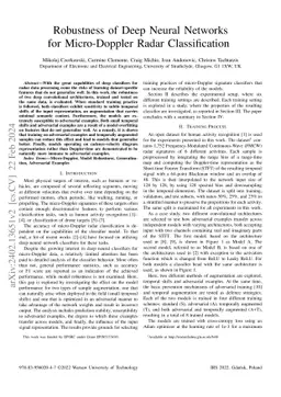 Robustness of Deep Neural Networks for Micro-Doppler Radar
  Classification