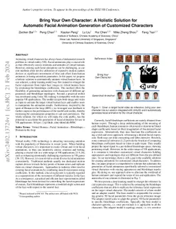 Bring Your Own Character: A Holistic Solution for Automatic Facial
  Animation Generation of Customized Characters
