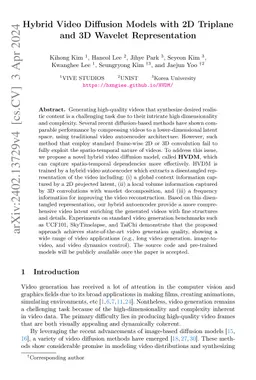 Hybrid Video Diffusion Models with 2D Triplane and 3D Wavelet
  Representation
