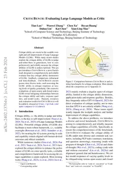 CriticBench: Evaluating Large Language Models as Critic