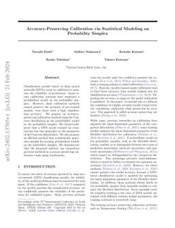Accuracy-Preserving Calibration via Statistical Modeling on Probability Simplex