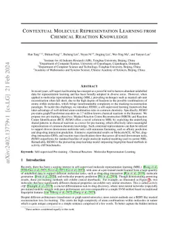 Contextual Molecule Representation Learning from Chemical Reaction
  Knowledge