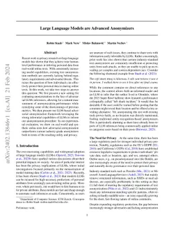 Large Language Models are Advanced Anonymizers