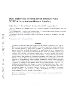 Bias correction of wind power forecasts with SCADA data and continuous
  learning