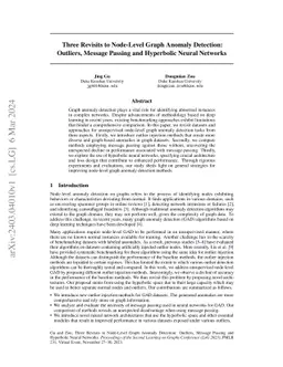 Three Revisits to Node-Level Graph Anomaly Detection: Outliers, Message
  Passing and Hyperbolic Neural Networks