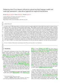 Enhancing chest X-ray datasets with privacy-preserving large language
  models and multi-type annotations: a data-driven approach for improved
  classification
