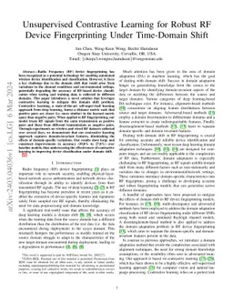 Unsupervised Contrastive Learning for Robust RF Device Fingerprinting
  Under Time-Domain Shift