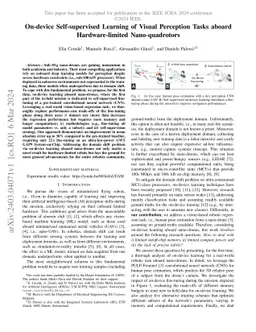 On-device Self-supervised Learning of Visual Perception Tasks aboard
  Hardware-limited Nano-quadrotors