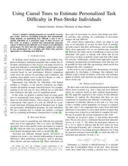 Using Causal Trees to Estimate Personalized Task Difficulty in
  Post-Stroke Individuals
