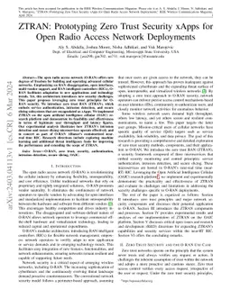 ZTRAN: Prototyping Zero Trust Security xApps for Open Radio Access
  Network Deployments