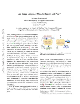 Can Large Language Models Reason and Plan?