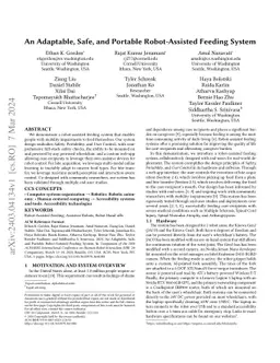An Adaptable, Safe, and Portable Robot-Assisted Feeding System