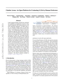 Chatbot Arena: An Open Platform for Evaluating LLMs by Human Preference