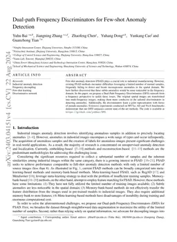 Dual-path Frequency Discriminators for Few-shot Anomaly Detection